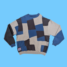 Load image into Gallery viewer, Blue & Grey Patchwork Sustainable Sweatshirt