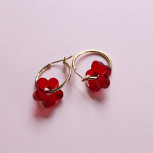 Load image into Gallery viewer, Flower Hoops. - Red